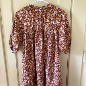 Everlane Shirred floral mini dress size small